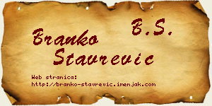 Branko Stavrević vizit kartica